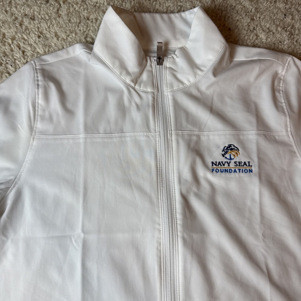 Adidas Women's Full Zip Navy Seal Foundation Windbreaker White Size Medium